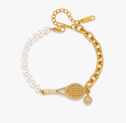 Bellamont Tennis Bracelet - Gold/Pearl