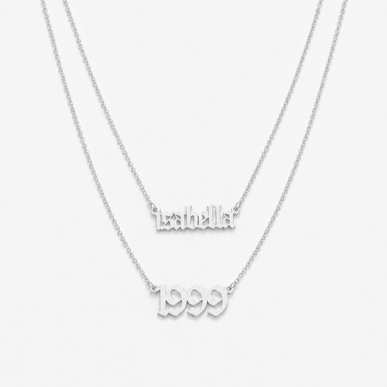 Bellamont Name & Year Necklace - Silver (Customisable)