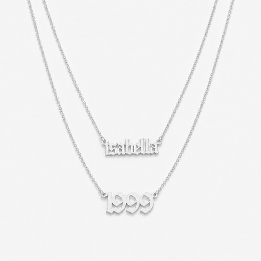 Bellamont Name & Year Necklace - Silver (Customisable)
