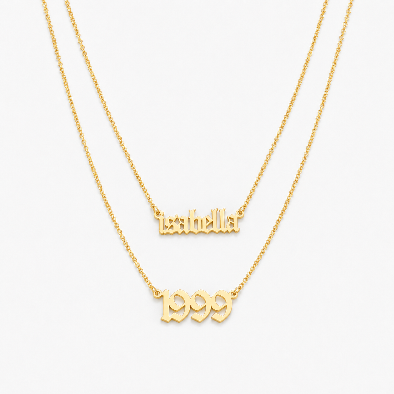 Bellamont Name & Year Necklace - Gold (Customisable)