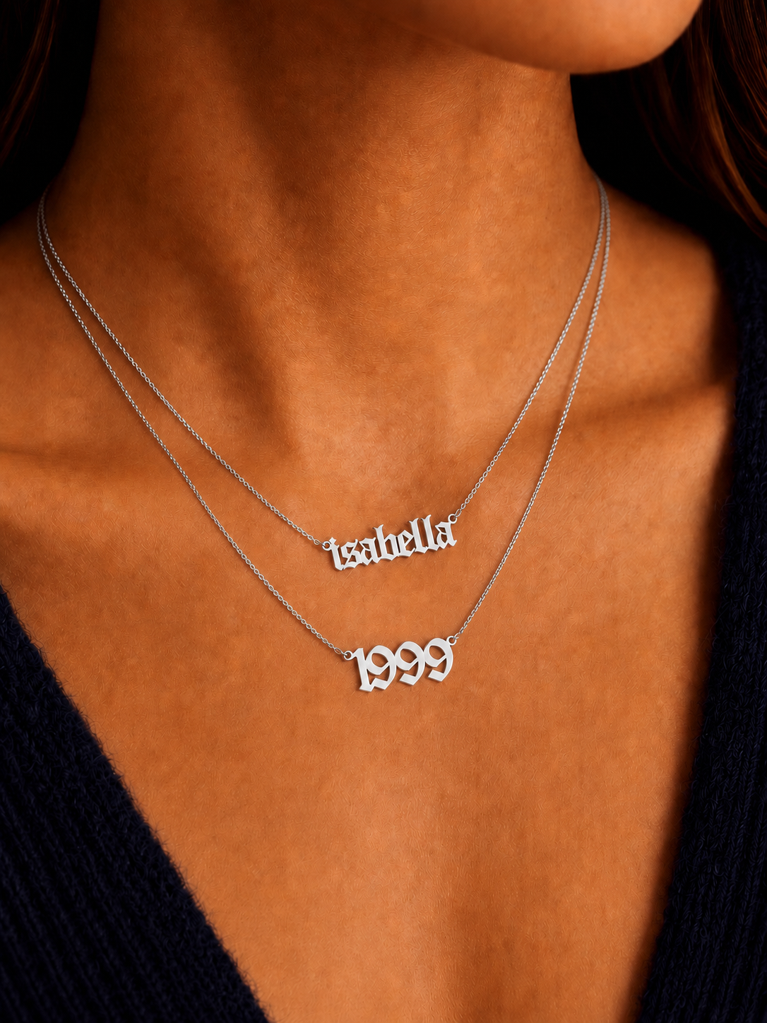 Bellamont Name & Year Necklace - Silver (Customisable)